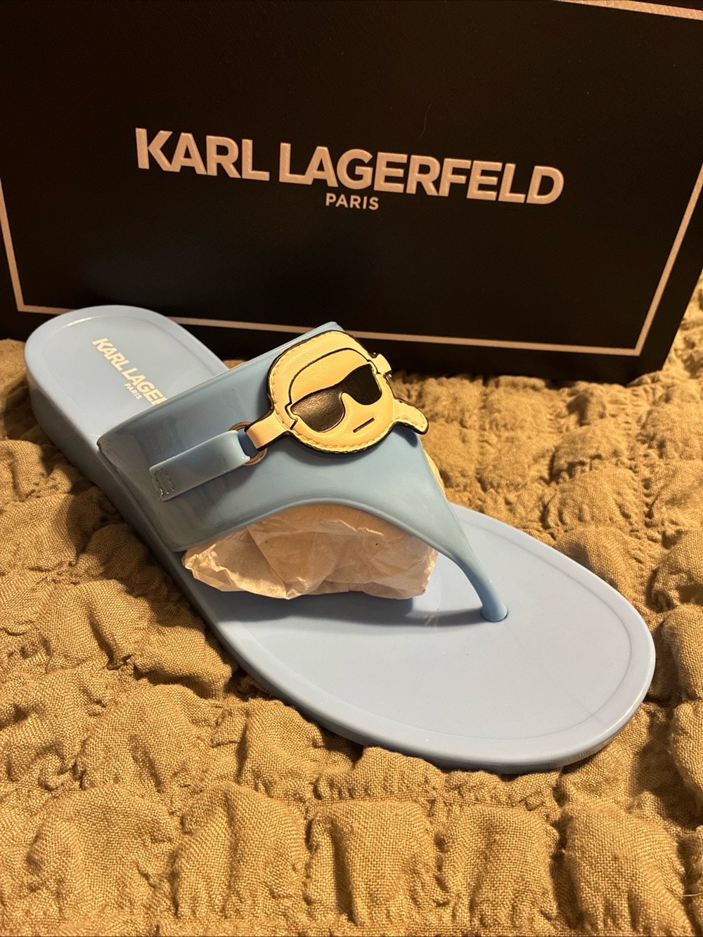 Karl lagerfeld ladies vayla sandals size 9 Baltic blue - Picture 1 of 7